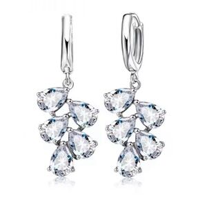 Swarovski Elements 925 Sterling Silver Clear Teardrop Cluster Earrings NEW